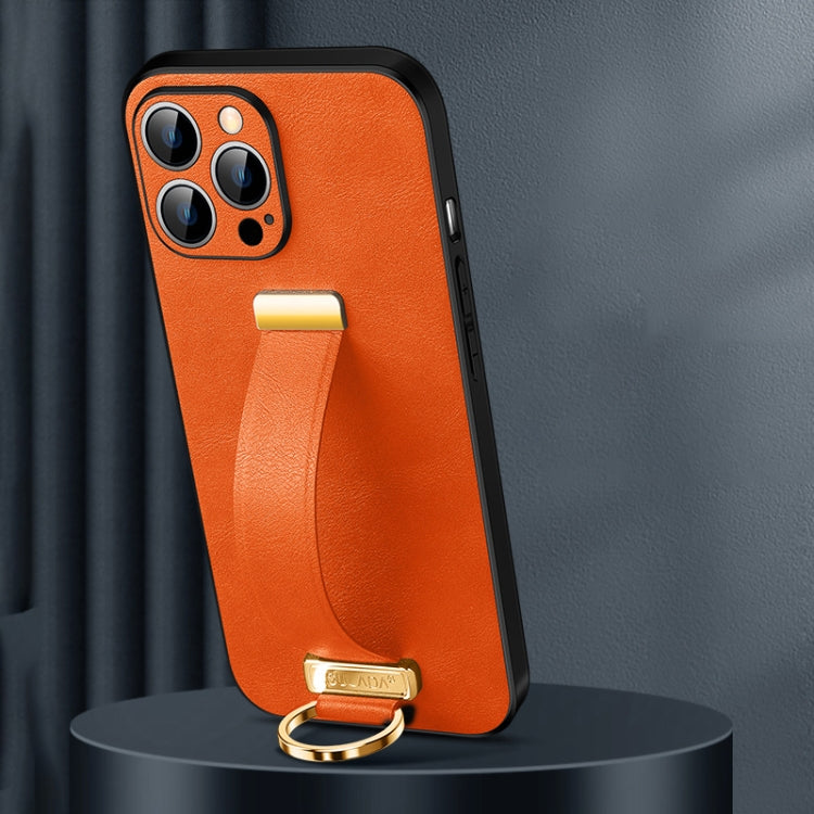 For iPhone 15 Pro Max SULADA Tide Cool Series PC + Leather Texture Skin Feel Phone Case(Orange) - HoMEdemic™ 