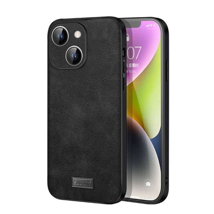 For iPhone 15 SULADA Shockproof TPU Hybrid Handmade Leather Phone Case(Black) - HoMEdemic™ 