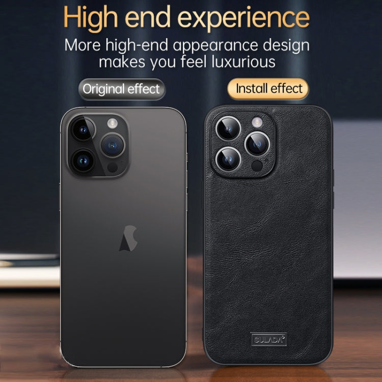 For iPhone 15 SULADA Shockproof TPU Hybrid Handmade Leather Phone Case(Orange) - HoMEdemic™ 