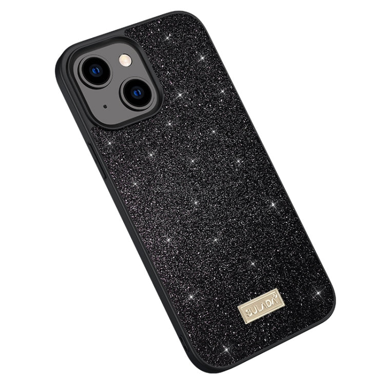 For iPhone 15 SULADA Glittery PC Hybrid TPU Handmade Leather Phone Case(Black) - HoMEdemic™ 