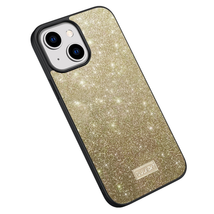 For iPhone 15 SULADA Glittery PC Hybrid TPU Handmade Leather Phone Case(Gold) - HoMEdemic™ 