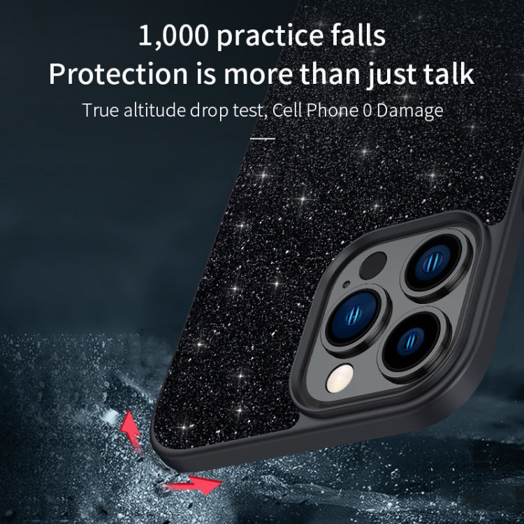 For iPhone 15 SULADA Glittery PC Hybrid TPU Handmade Leather Phone Case(Black) - HoMEdemic™ 