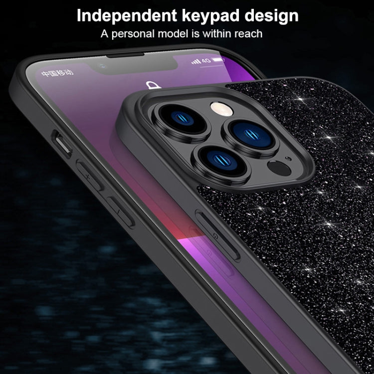 For iPhone 15 SULADA Glittery PC Hybrid TPU Handmade Leather Phone Case(Black) - HoMEdemic™ 