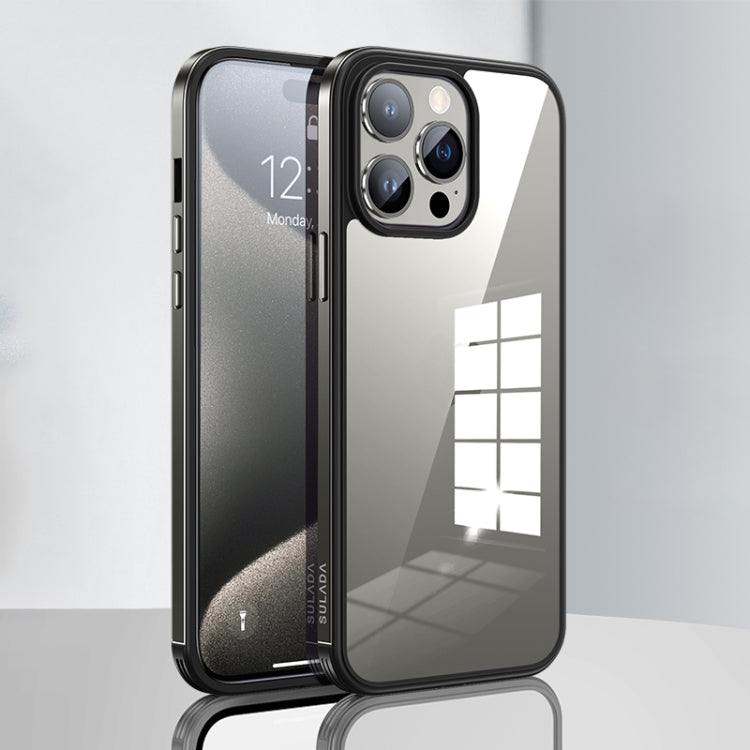 For iPhone 15 Pro Max SULADA Metal Frame + Nano Glass + TPU Phone Case(Grey) - HoMEdemic™ 