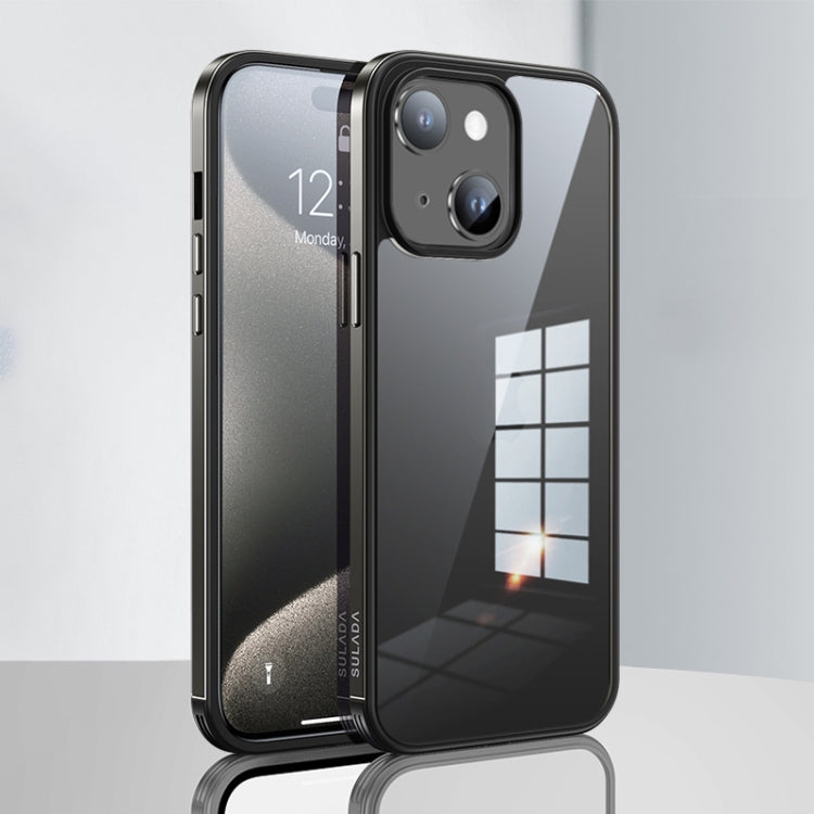 For iPhone 15 Plus SULADA Metal Frame + Nano Glass + TPU Phone Case(Grey) - HoMEdemic™ 