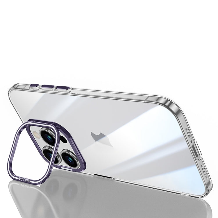For iPhone 15 Pro Max SULADA PC + Aluminum Alloy Lens Holder Phone Case(Dark Purple) - HoMEdemic™ 