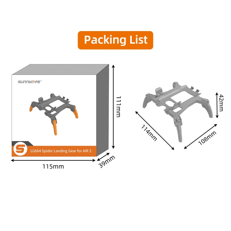 For DJI Air 3 Sunnylife LG664 Foldable Spider Landing Gear(Orange) - HoMEdemic™ 