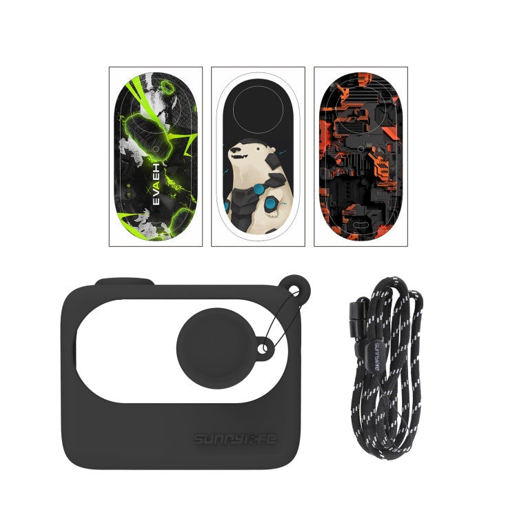 For Insta360 GO 3 Sunnylife Silicone Case Stickers Skin Wrap Lens Cover with Neck Strap(Black) - HoMEdemic™ 