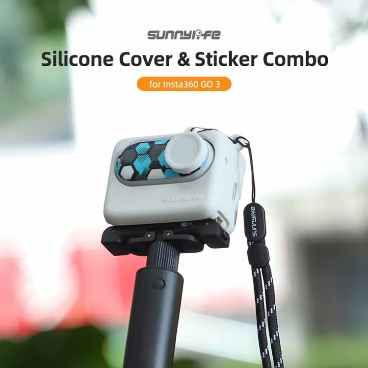 For Insta360 GO 3 Sunnylife Silicone Case Stickers Skin Wrap Lens Cover with Neck Strap(Black) - HoMEdemic™ 