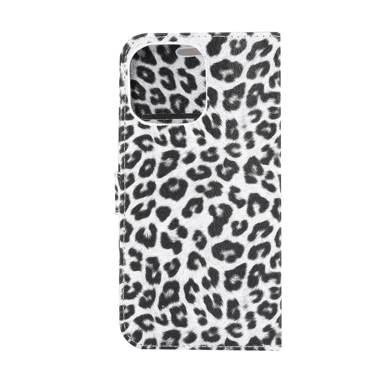 For iPhone 15 Pro Max Leopard Pattern Horizontal Flip Leather Phone Case(White) - HoMEdemic™ 
