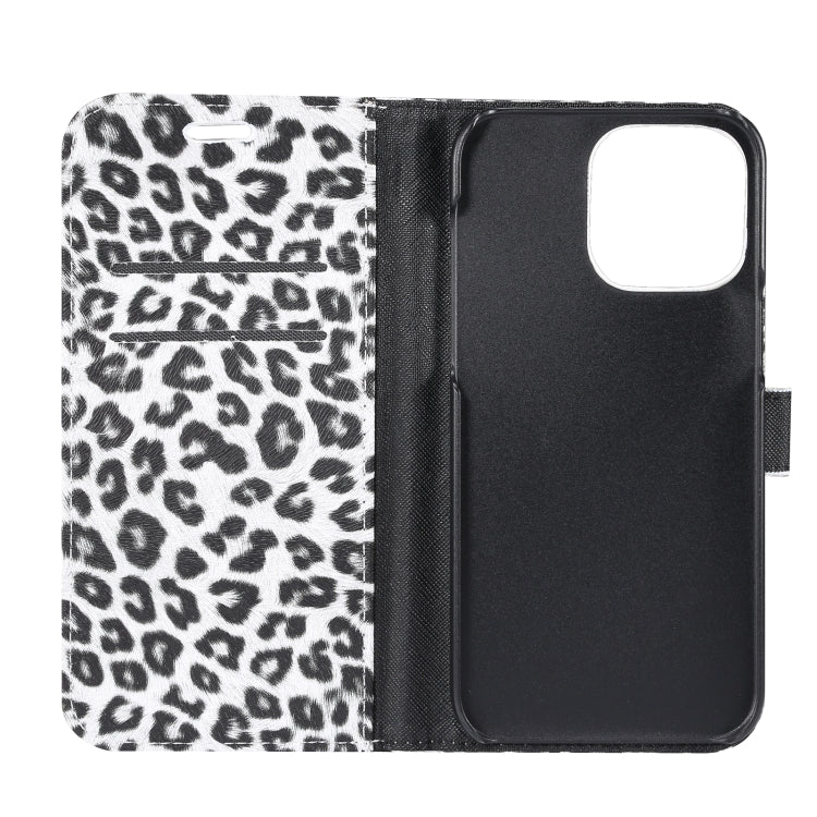 For iPhone 15 Pro Max Leopard Pattern Horizontal Flip Leather Phone Case(White) - HoMEdemic™ 