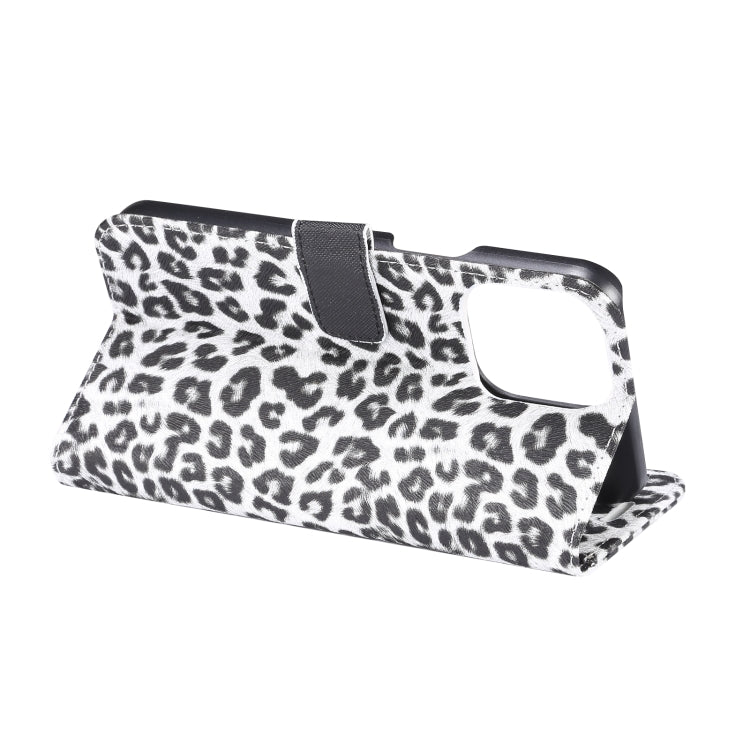 For iPhone 15 Pro Max Leopard Pattern Horizontal Flip Leather Phone Case(White) - HoMEdemic™ 