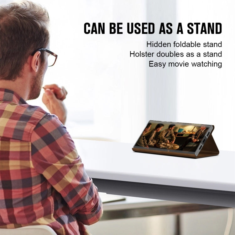 For iPhone 15 Pro Max Magnetic Napa Texture Leather Phone Case with Holder(Brown) - HoMEdemic™ 