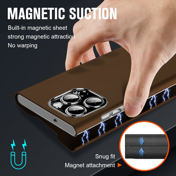 For iPhone 15 Pro Max Magnetic Napa Texture Leather Phone Case with Holder(Brown) - HoMEdemic™ 