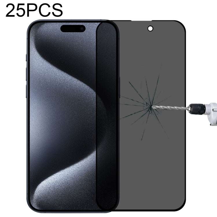 For iPhone 15 Pro Max / 15 Plus 25pcs Full Cover Anti-spy Silk Screen Tempered Glass Film - HoMEdemic™ 