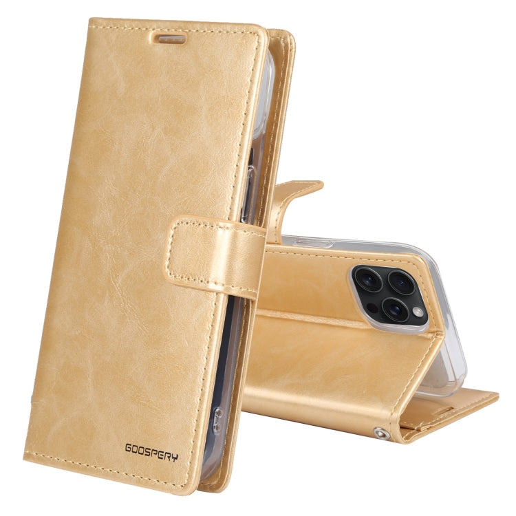 For iPhone 15 Pro Max GOOSPERY BLUE MOON Crazy Horse Texture Leather Phone Case(Gold) - HoMEdemic™ 