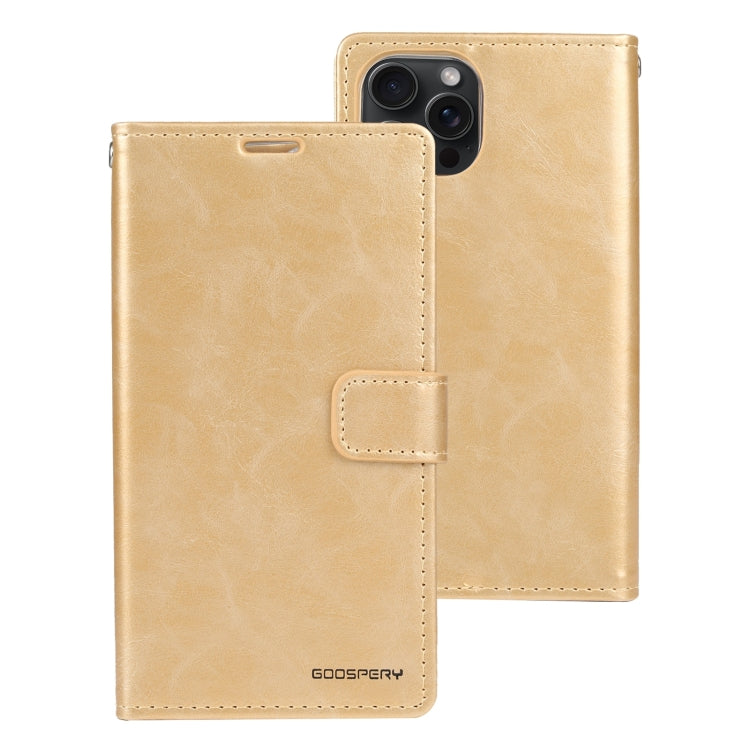 For iPhone 15 Pro Max GOOSPERY BLUE MOON Crazy Horse Texture Leather Phone Case(Gold) - HoMEdemic™ 