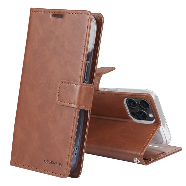 For iPhone 15 Pro Max GOOSPERY BLUE MOON Crazy Horse Texture Leather Phone Case(Brown) - HoMEdemic™ 