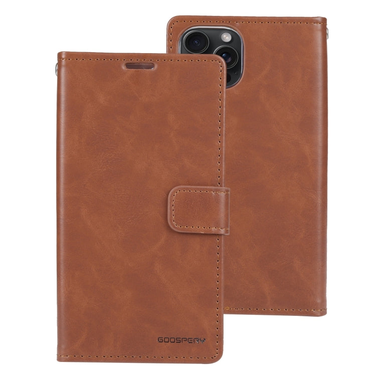 For iPhone 15 Pro Max GOOSPERY BLUE MOON Crazy Horse Texture Leather Phone Case(Brown) - HoMEdemic™ 
