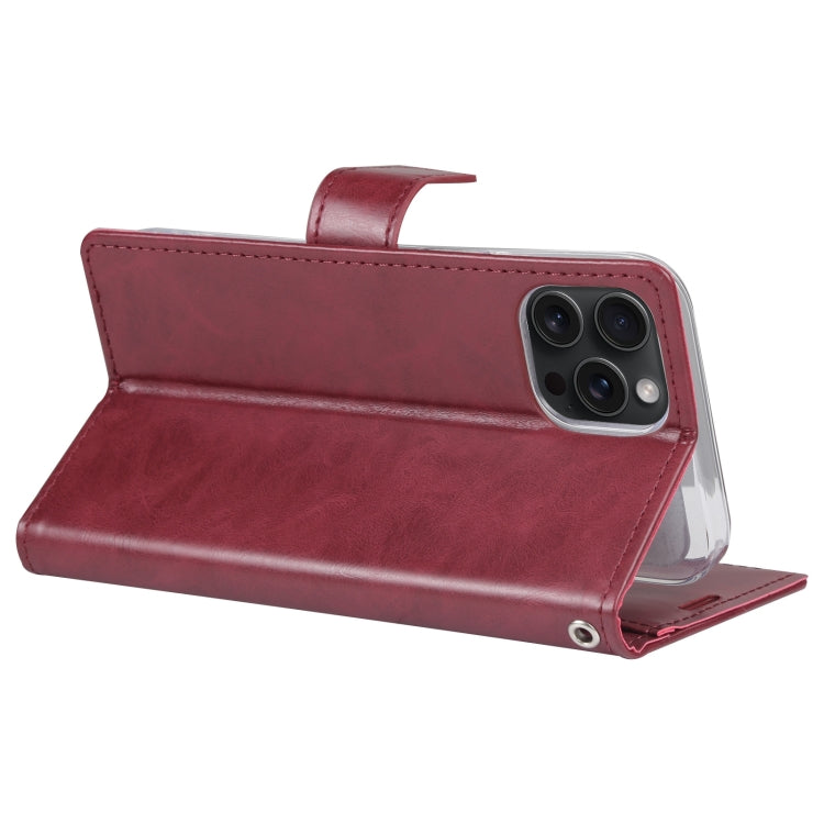 For iPhone 15 Pro Max GOOSPERY BLUE MOON Crazy Horse Texture Leather Phone Case(Wine Red) - HoMEdemic™ 