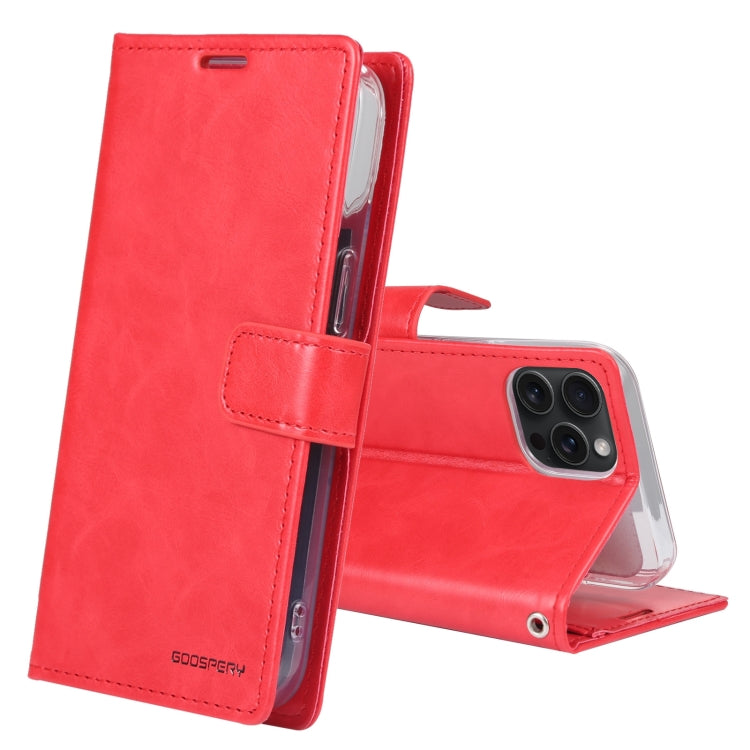 For iPhone 15 Pro Max GOOSPERY BLUE MOON Crazy Horse Texture Leather Phone Case(Red) - HoMEdemic™ 