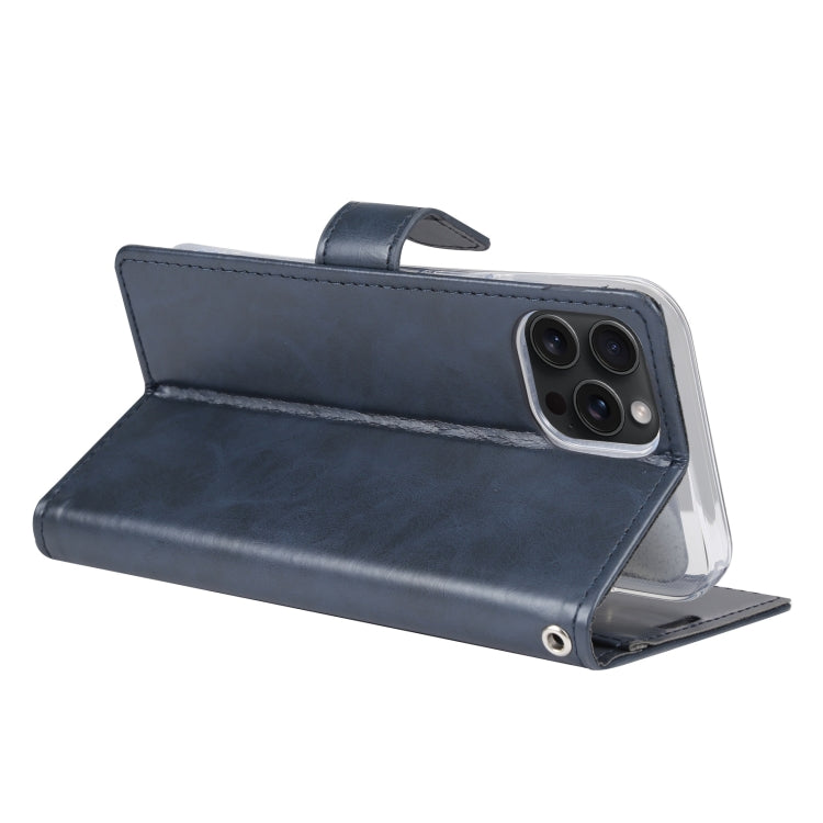 For iPhone 15 Pro Max GOOSPERY BLUE MOON Crazy Horse Texture Leather Phone Case(Dark Blue) - HoMEdemic™ 
