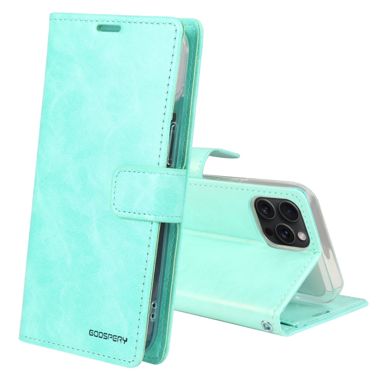 For iPhone 15 Pro Max GOOSPERY BLUE MOON Crazy Horse Texture Leather Phone Case(Mint Green) - HoMEdemic™ 