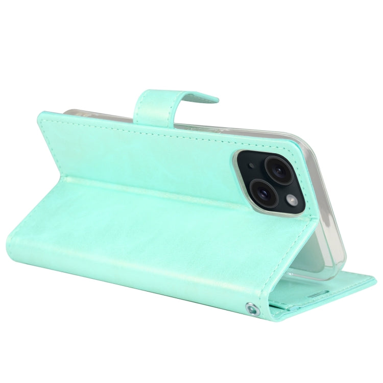 For iPhone 15 Pro Max GOOSPERY BLUE MOON Crazy Horse Texture Leather Phone Case(Mint Green) - HoMEdemic™ 
