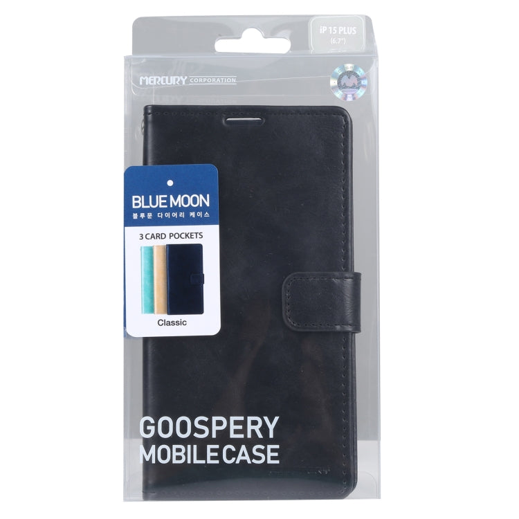 For iPhone 15 GOOSPERY BLUE MOON Crazy Horse Texture Leather Phone Case(Black) - HoMEdemic™ 