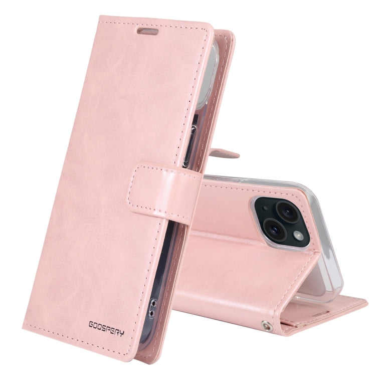For iPhone 15 GOOSPERY BLUE MOON Crazy Horse Texture Leather Phone Case(Rose Gold) - HoMEdemic™ 