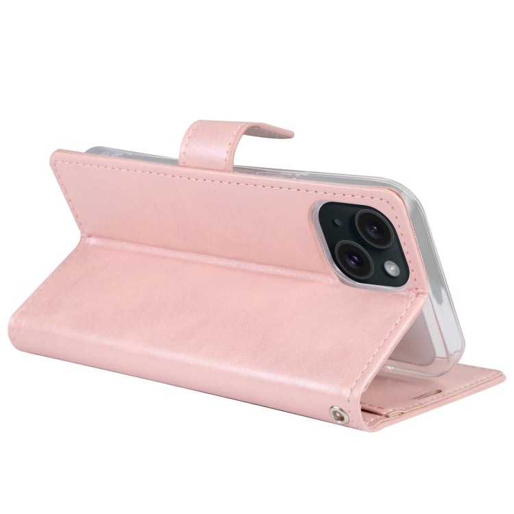 For iPhone 15 GOOSPERY BLUE MOON Crazy Horse Texture Leather Phone Case(Rose Gold) - HoMEdemic™ 