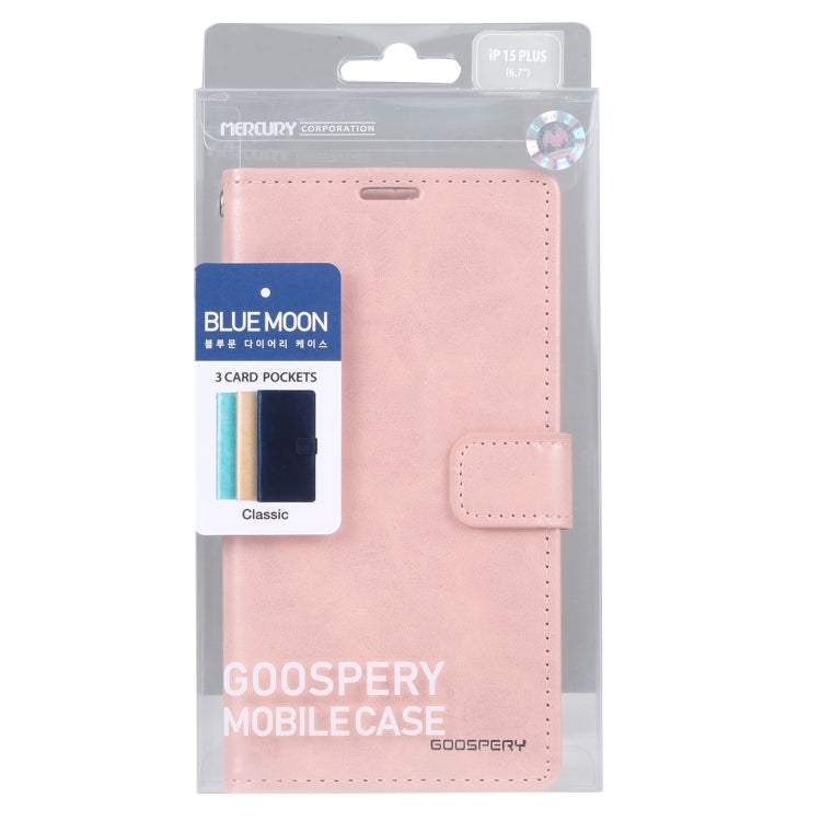 For iPhone 15 GOOSPERY BLUE MOON Crazy Horse Texture Leather Phone Case(Rose Gold) - HoMEdemic™ 