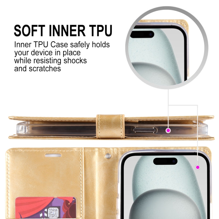 For iPhone 15 Plus GOOSPERY BLUE MOON Crazy Horse Texture Leather Phone Case(Red) - HoMEdemic™ 