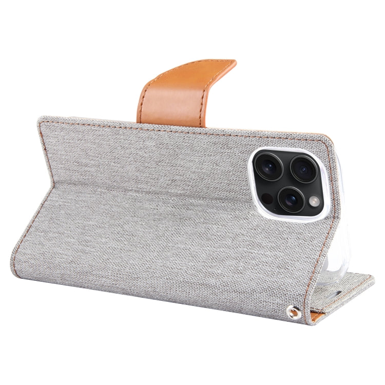 For iPhone 15 Pro Max GOOSPERY CANVAS DIARY Fabric Texture Flip Leather Phone Case(Grey) - HoMEdemic™ 
