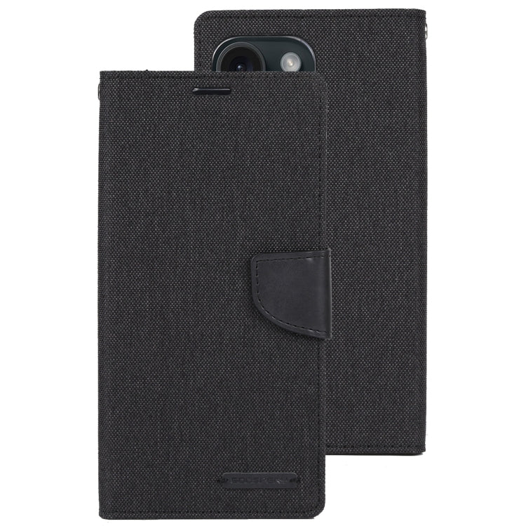 For iPhone 15 Pro Max GOOSPERY CANVAS DIARY Fabric Texture Flip Leather Phone Case(Black) - HoMEdemic™ 