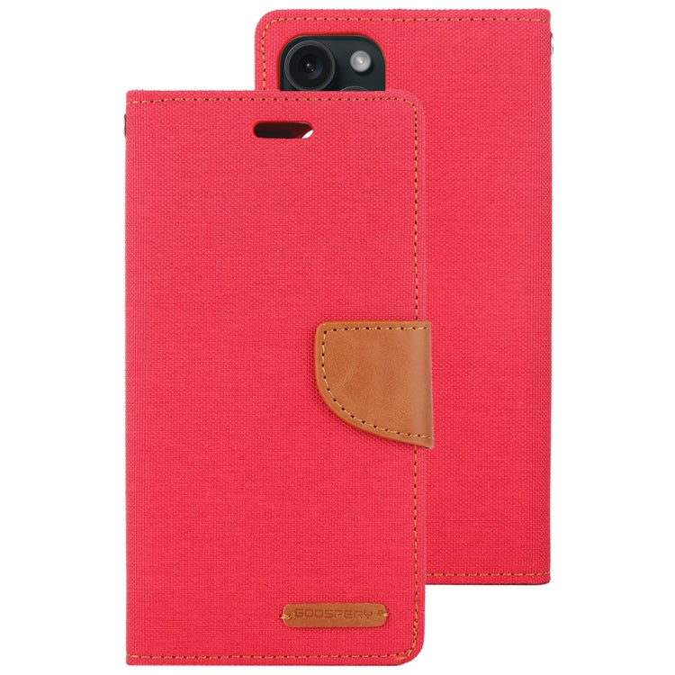 For iPhone 15 Pro GOOSPERY CANVAS DIARY Fabric Texture Flip Leather Phone Case(Red) - HoMEdemic™ 