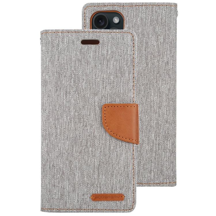 For iPhone 15 Pro GOOSPERY CANVAS DIARY Fabric Texture Flip Leather Phone Case(Grey) - HoMEdemic™ 