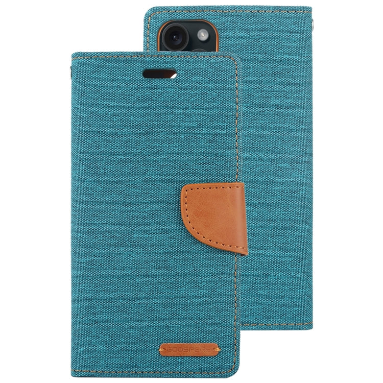 For iPhone 15 Pro GOOSPERY CANVAS DIARY Fabric Texture Flip Leather Phone Case(Green) - HoMEdemic™ 