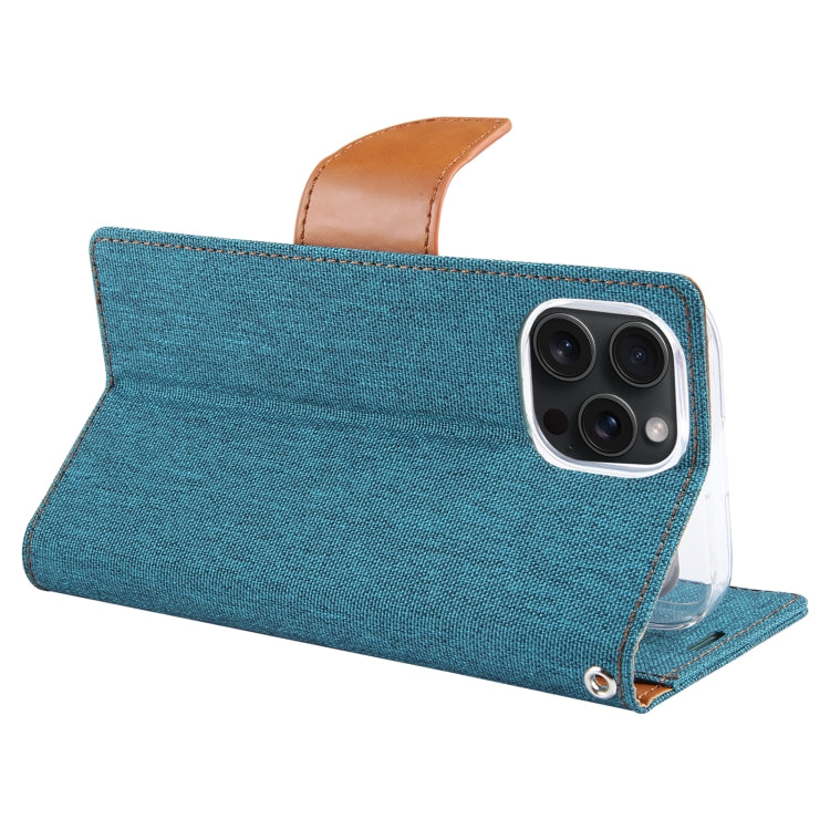 For iPhone 15 Pro GOOSPERY CANVAS DIARY Fabric Texture Flip Leather Phone Case(Green) - HoMEdemic™ 