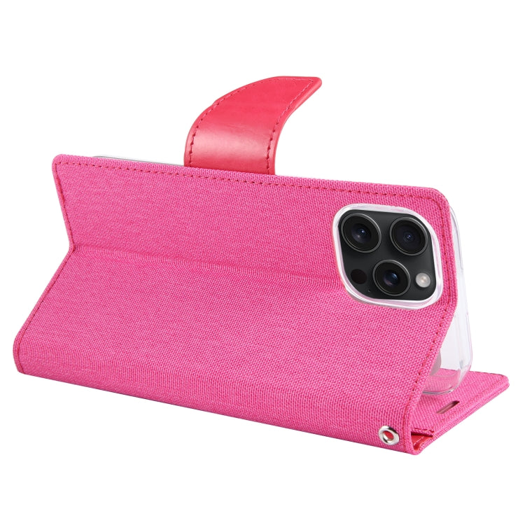 For iPhone 15 Pro GOOSPERY CANVAS DIARY Fabric Texture Flip Leather Phone Case(Rose Red) - HoMEdemic™ 