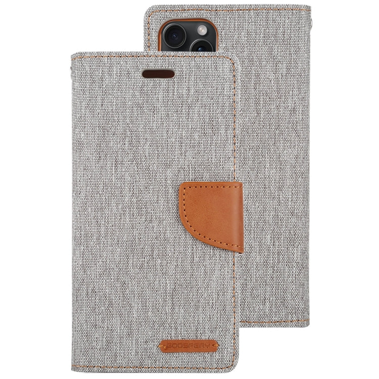 For iPhone 15 GOOSPERY CANVAS DIARY Fabric Texture Flip Leather Phone Case(Grey) - HoMEdemic™ 