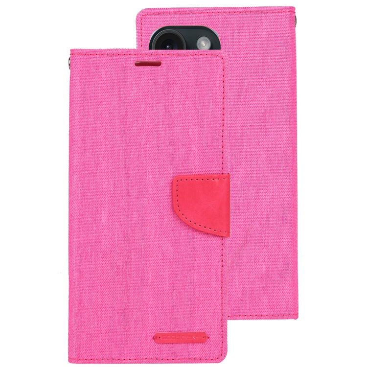 For iPhone 15 GOOSPERY CANVAS DIARY Fabric Texture Flip Leather Phone Case(Rose Red) - HoMEdemic™ 