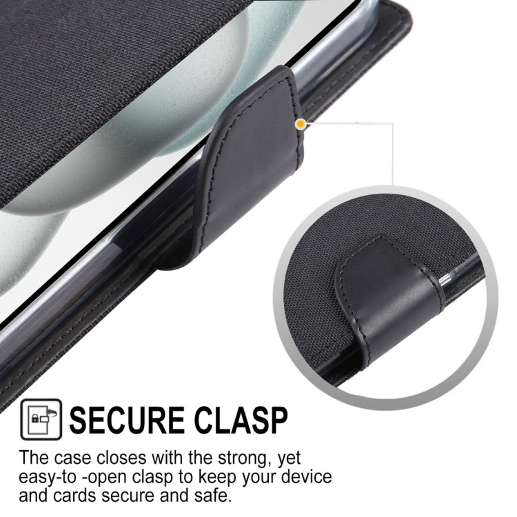 For iPhone 15 Plus GOOSPERY CANVAS DIARY Fabric Texture Flip Leather Phone Case(Blue) - HoMEdemic™ 