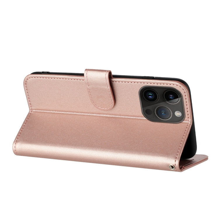 For iPhone 15 Pro Max Datura Flower Embossed Flip Leather Phone Case(Rose Gold) - HoMEdemic™ 