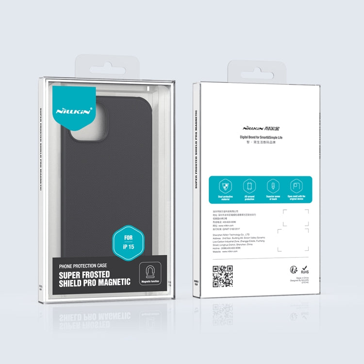 For iPhone 15 NILLKIN Frosted Shield Pro Magnetic Magsafe Phone Case(Black) - HoMEdemic™ 