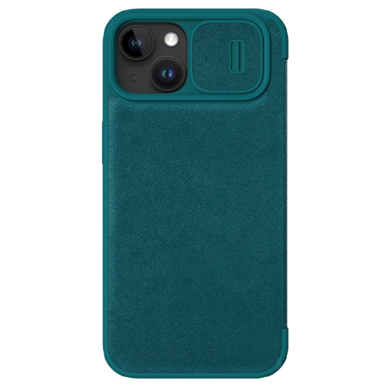 For iPhone 15 NILLKIN QIN Series Pro Plain Leather Phone Case(Green) - HoMEdemic™ 