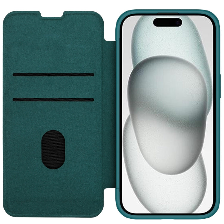 For iPhone 15 NILLKIN QIN Series Pro Plain Leather Phone Case(Green) - HoMEdemic™ 