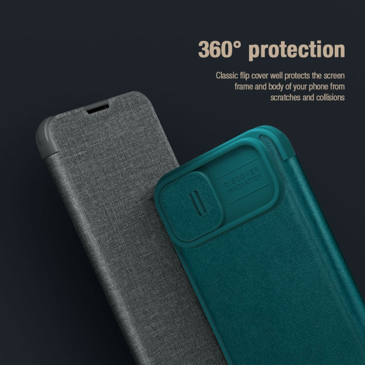For iPhone 15 NILLKIN QIN Series Pro Plain Leather Phone Case(Green) - HoMEdemic™ 
