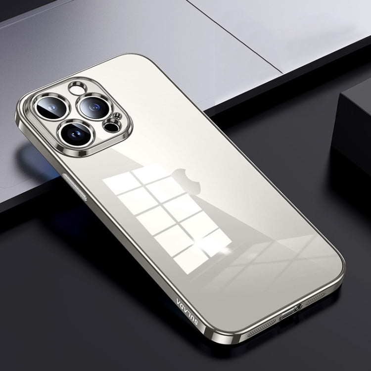 For iPhone 15 Pro Max SULADA Shine Through Series Plating TPU Transparent Phone Case(Titanium Grey) - HoMEdemic™ 