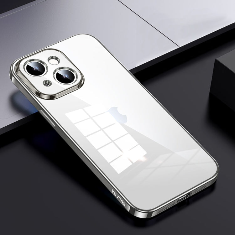 For iPhone 15 SULADA Shine Through Series Plating TPU Transparent Phone Case(Titanium Grey) - HoMEdemic™ 